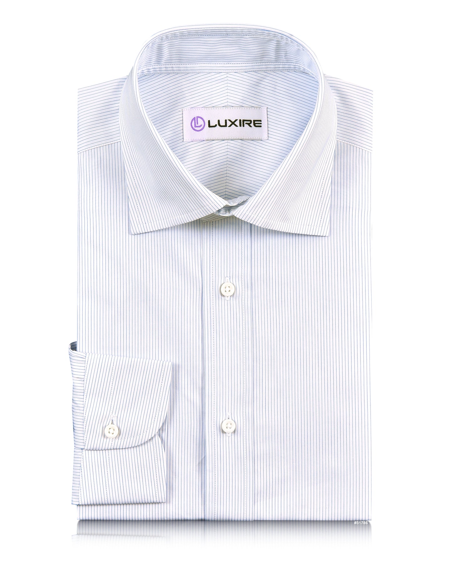 Brembana Blue Hairline Stripes on White