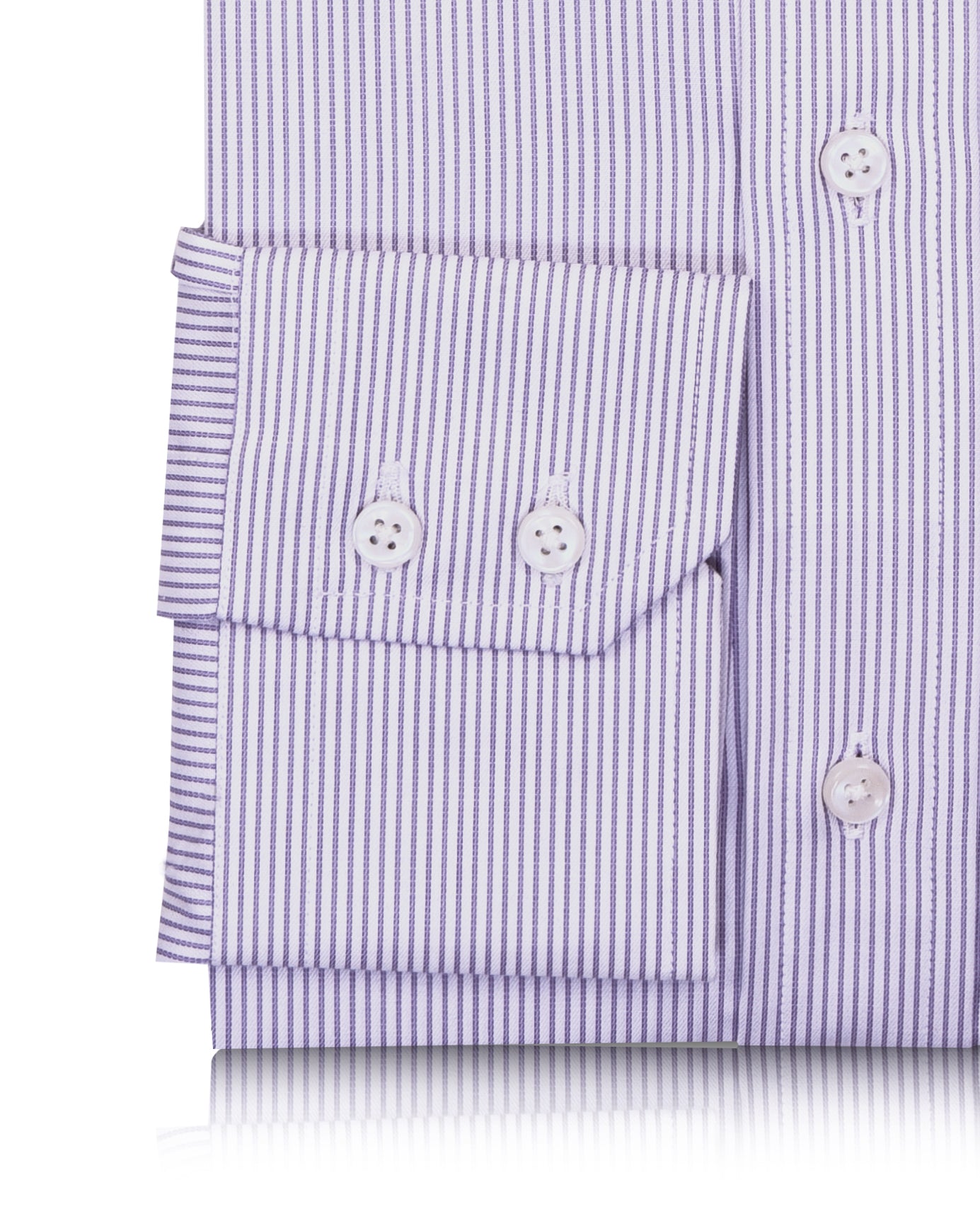 Purple Pin Stripes On White Shirt