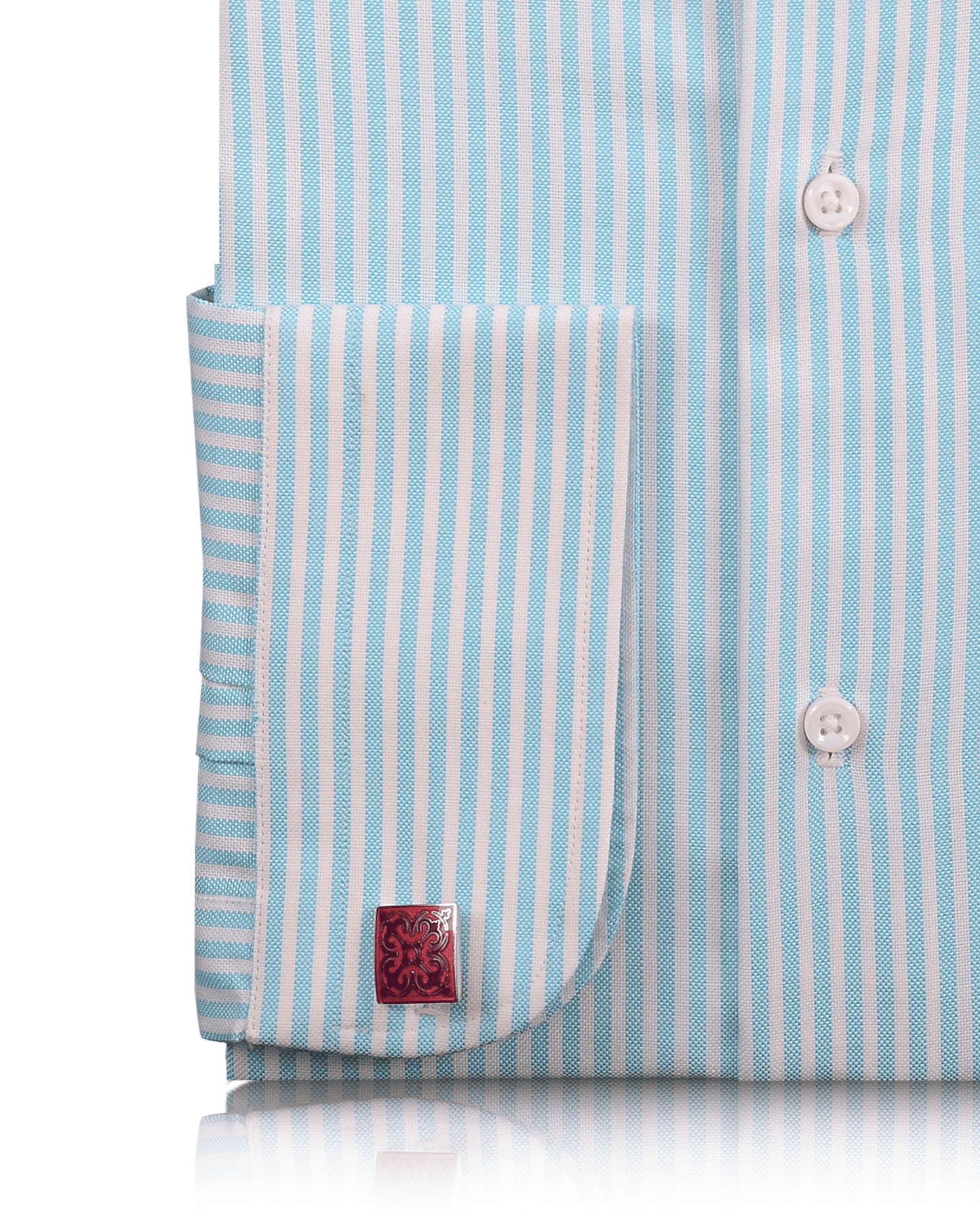 Ferozi Blue on White University Stripes Wrinkle Resistant Oxford Shirt
