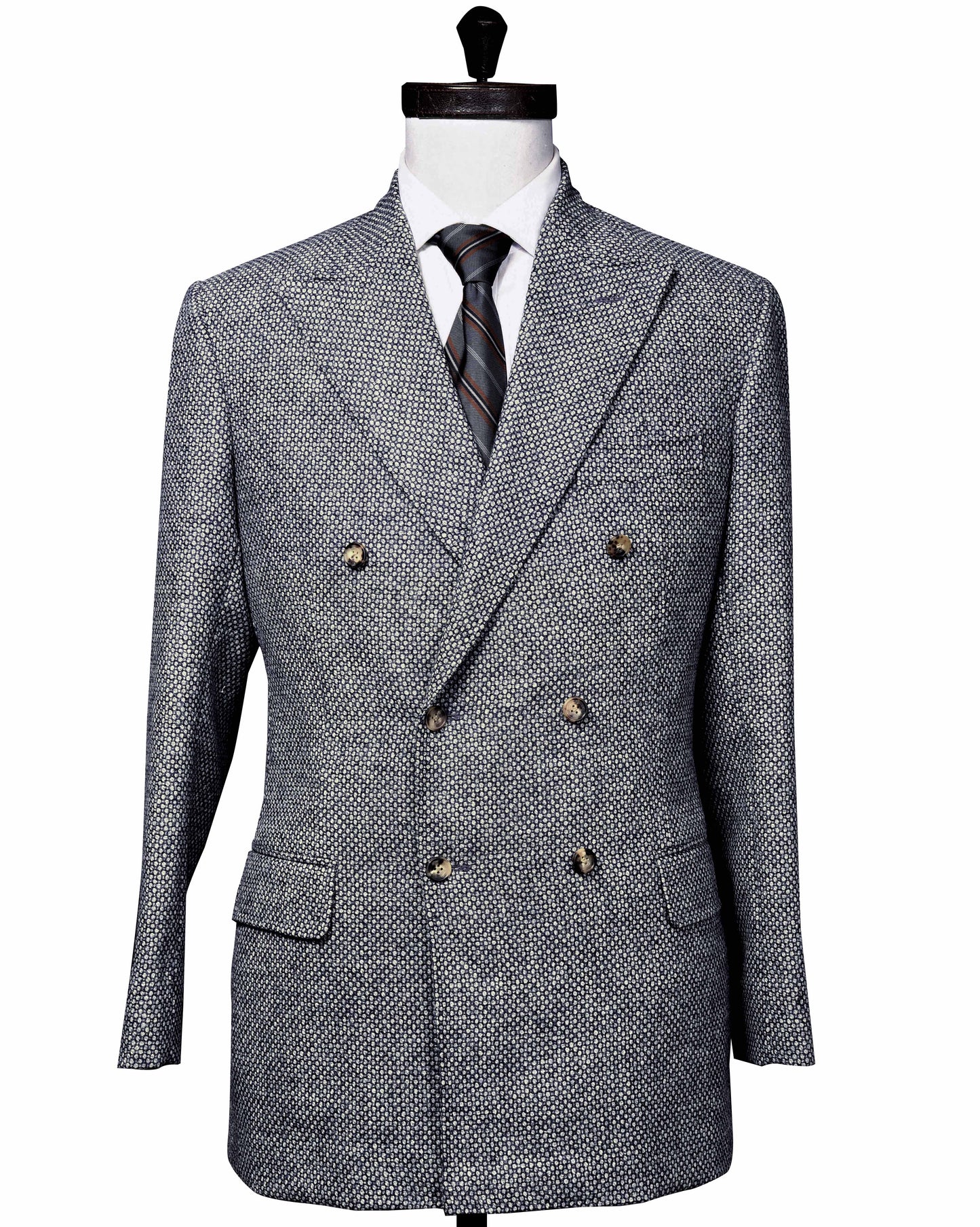 Dugdale Light Grey & Blue Tweed Double Breasted Jacket