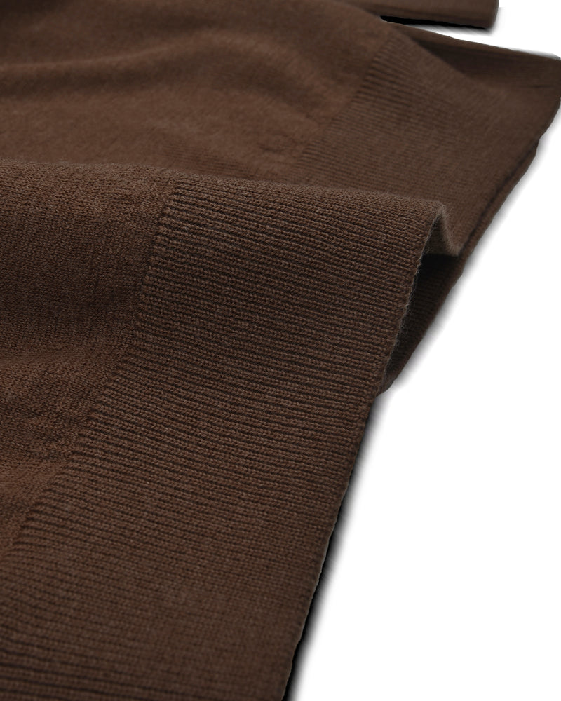 EZS Merino Wool Brown Long Sleeve Polo