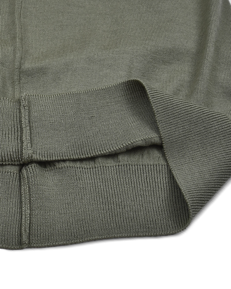 EZS Merino Wool Pale Olive Long Sleeve Polo
