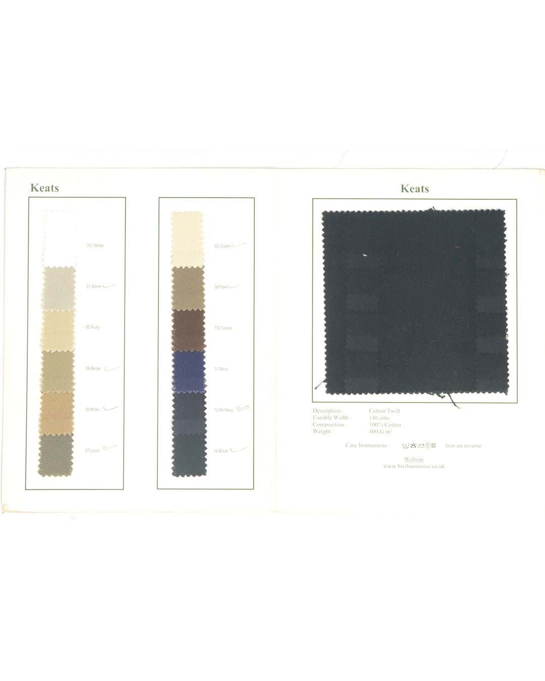 Brisbane Moss Khaki Heavy Cotton Twill