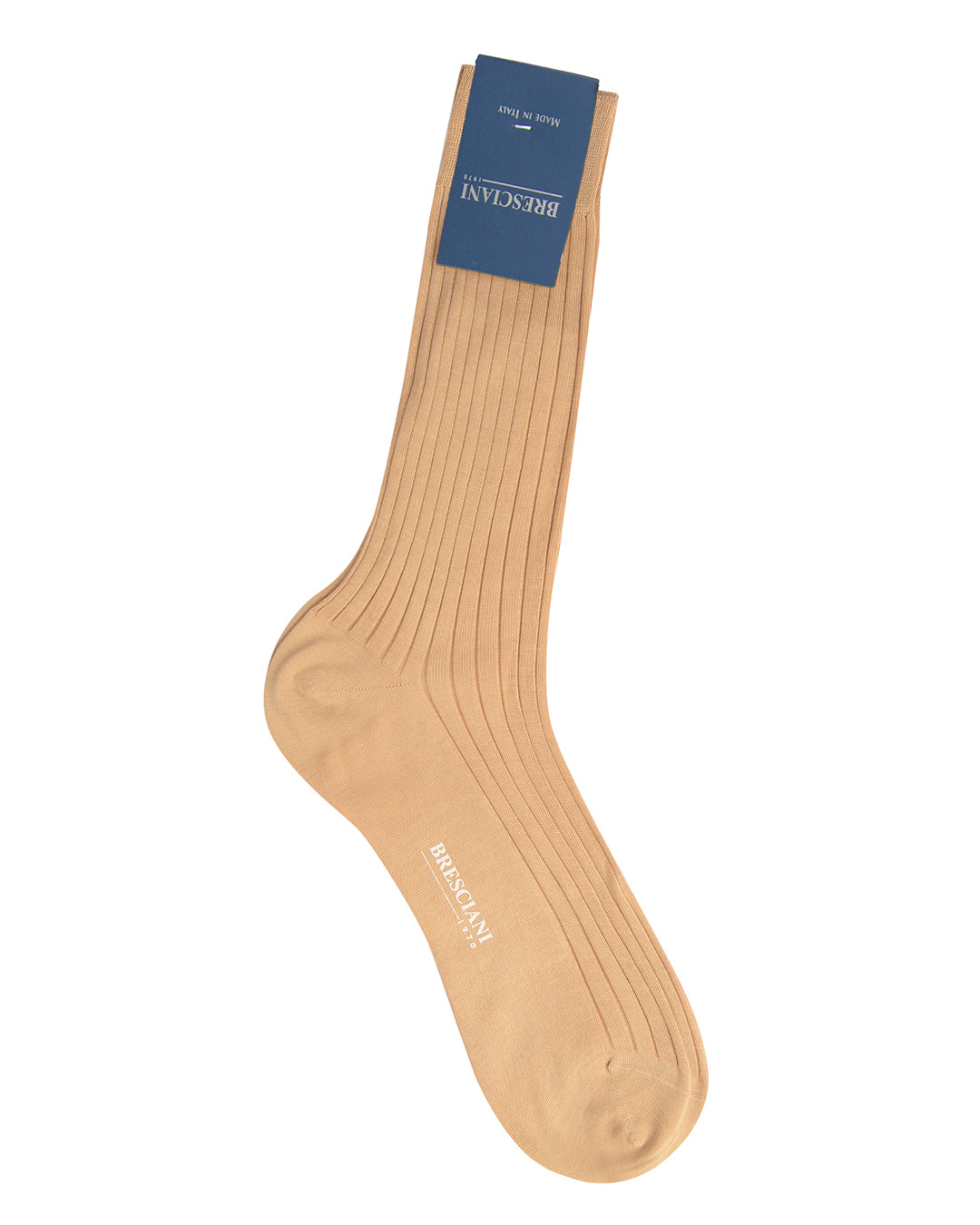 Bresciani Cotton Rib Socks-Avana
