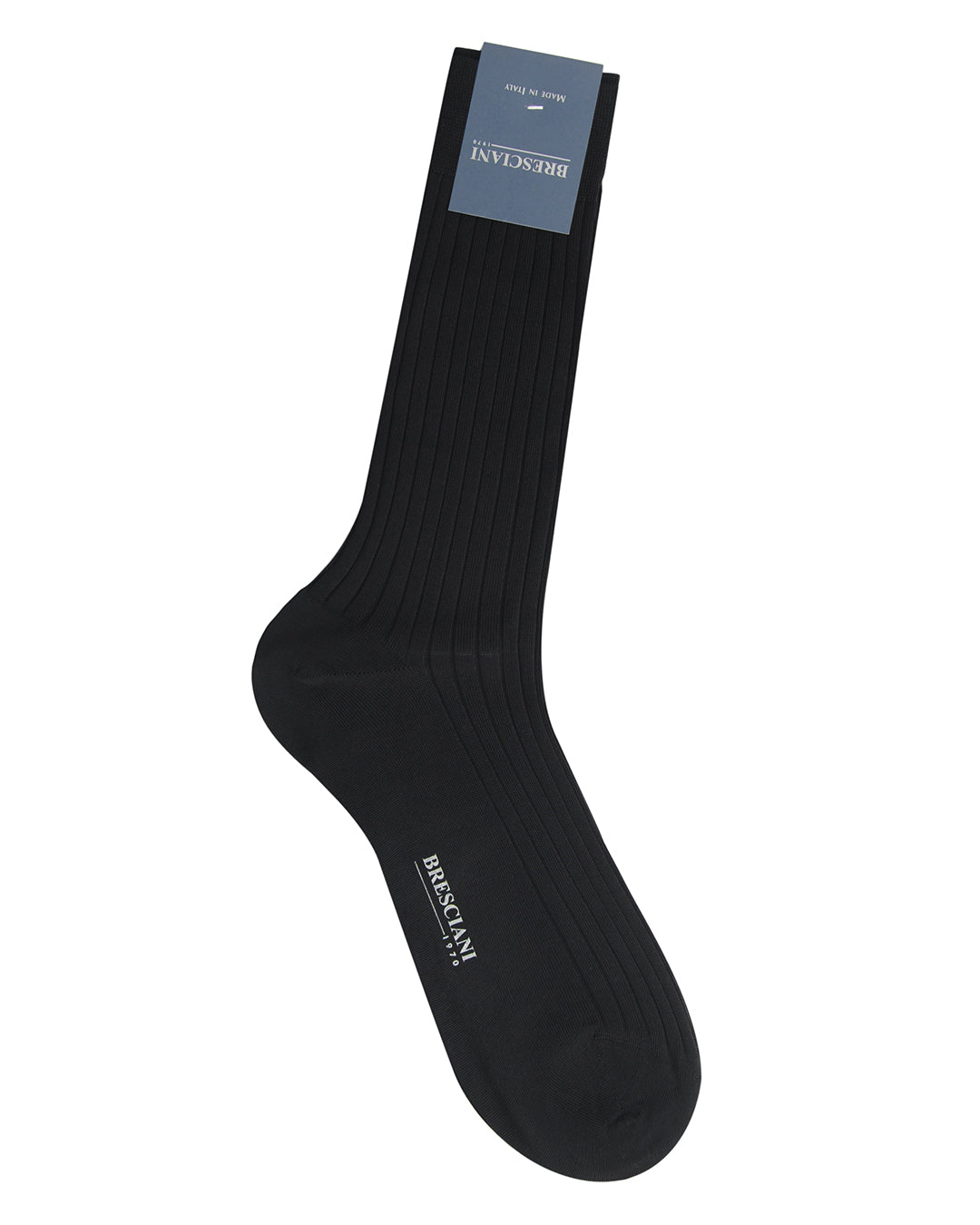 Bresciani Cotton Rib Socks-Nero