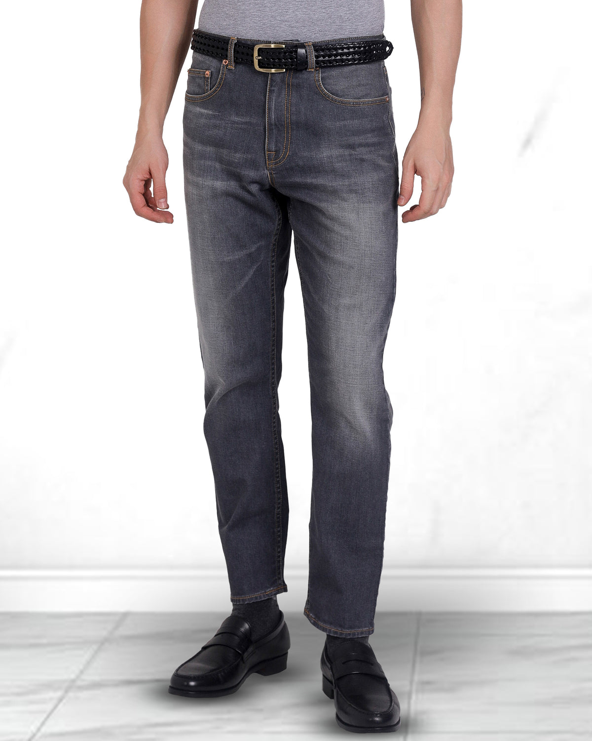 Faded Washed Grey Jeans - 1