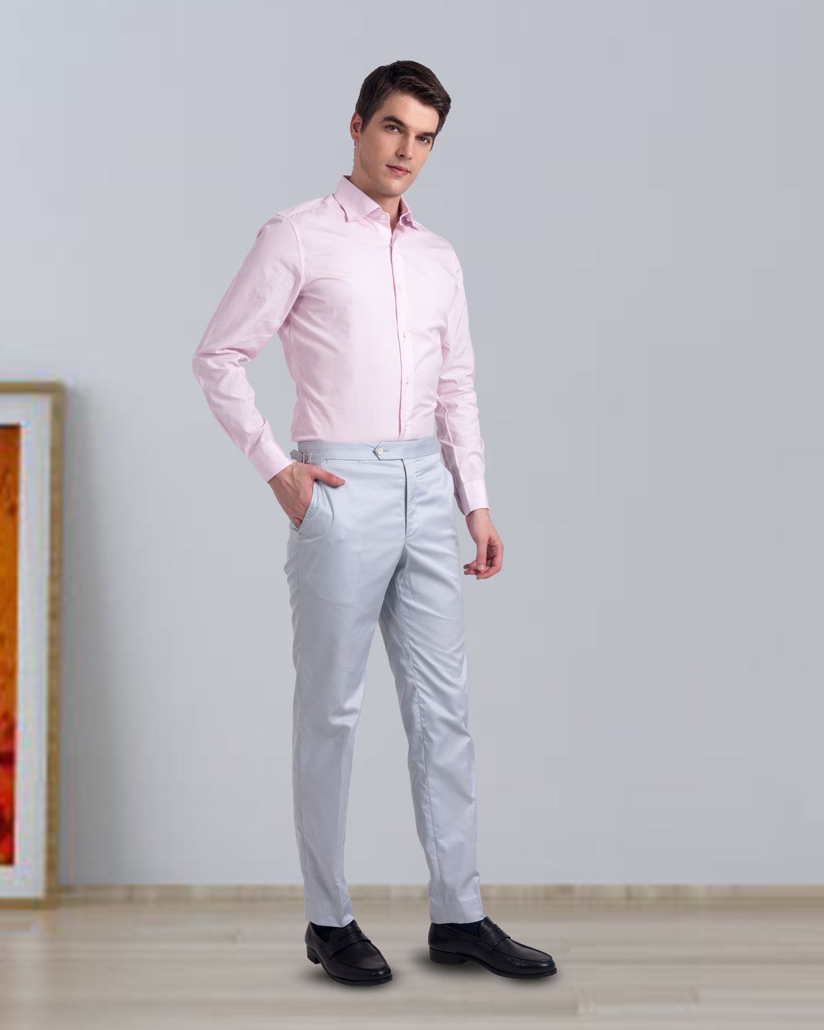 Pale Baby Pink Plain Light Poplin Shirt - 5