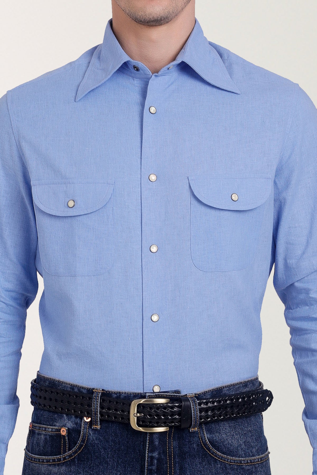 Blue Fresco Madapolam Chambray Western Shirt - 4