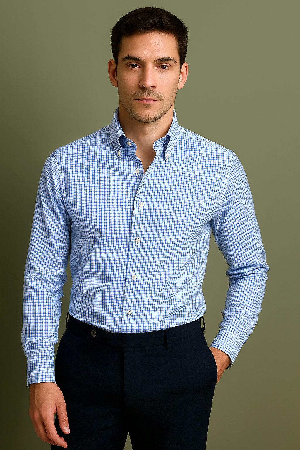 Monti Blue Graph Mini Checks Shirt - 1
