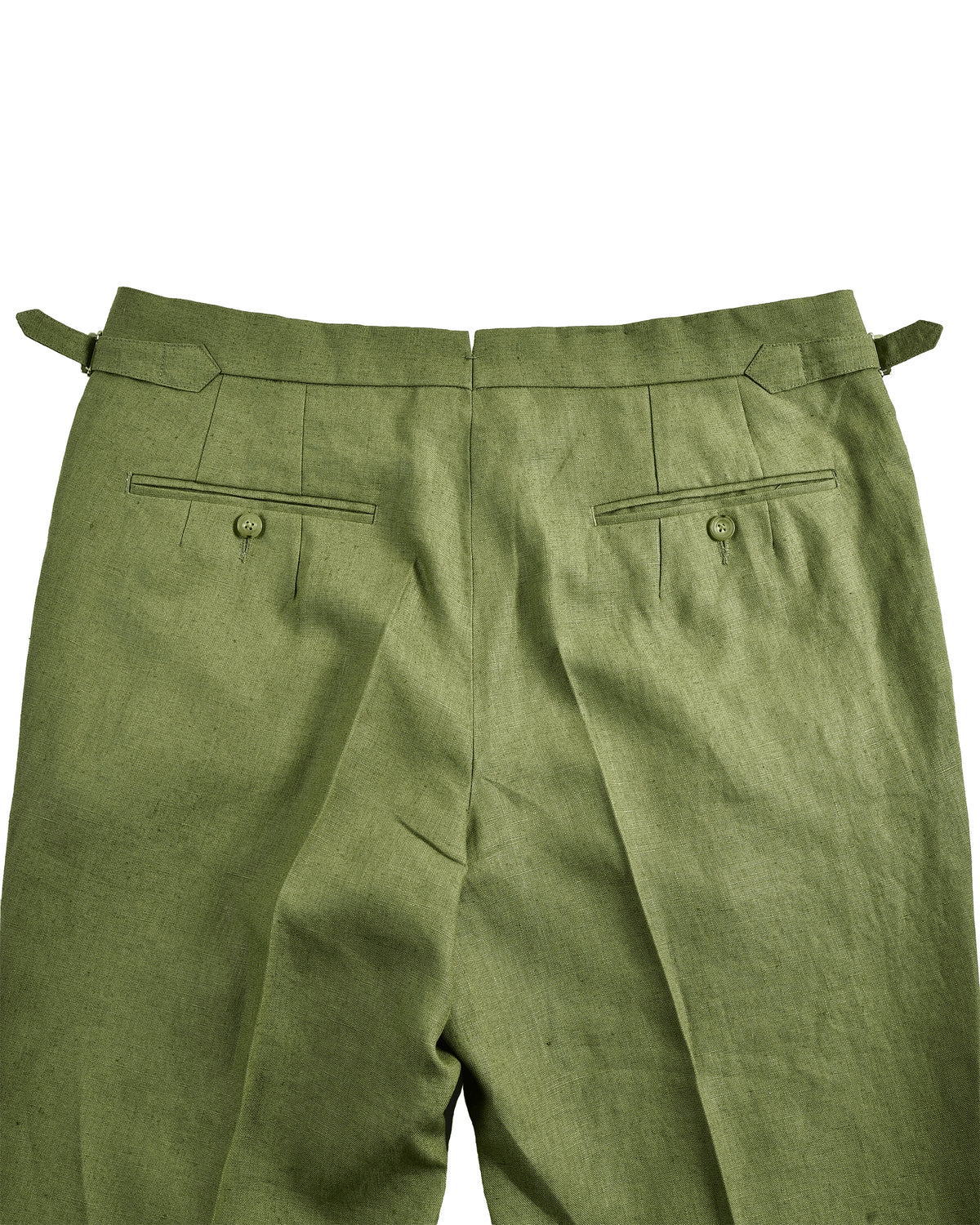 Pleated Fern Green Linen Dress Pant - 9