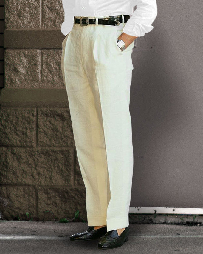 Linen Fresco Cream Dress Pant - 1