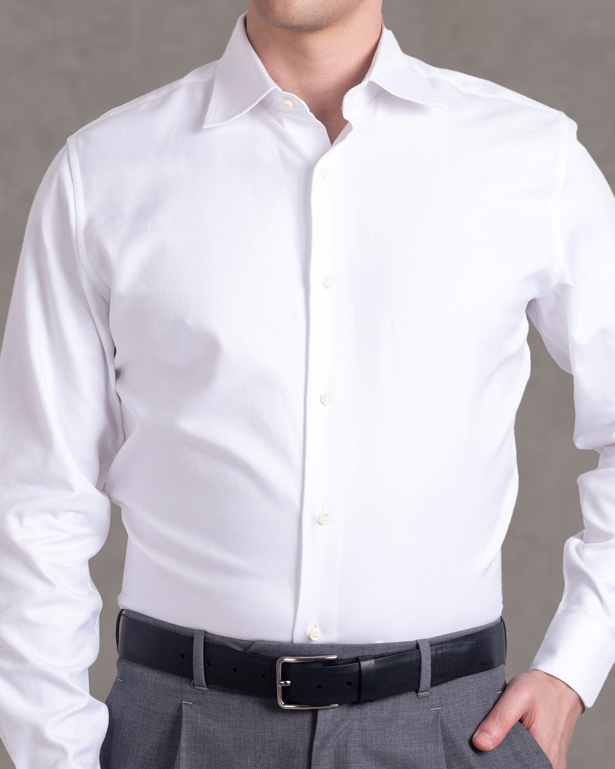 Monti Diagonal White Twill Shirt - 1