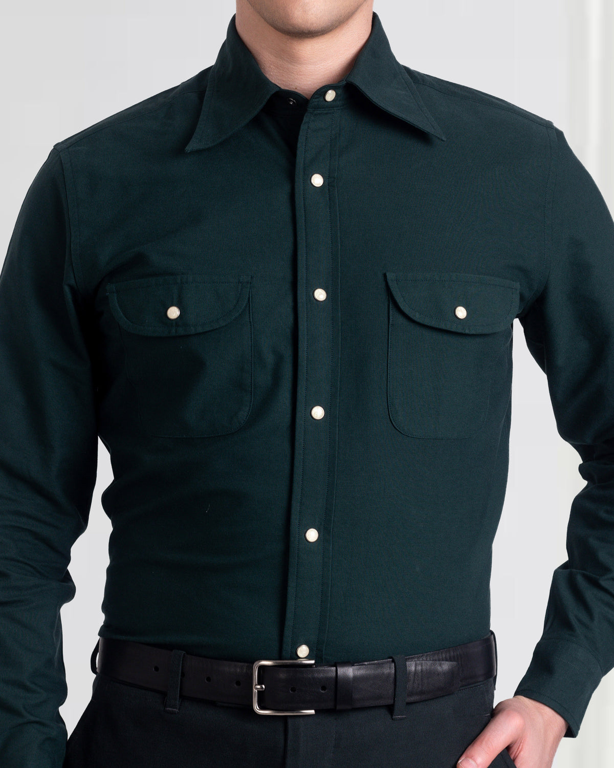 Green Oxford Western Shirt - 1
