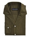 Summer Olive Linen Shirt with one piece collar placket