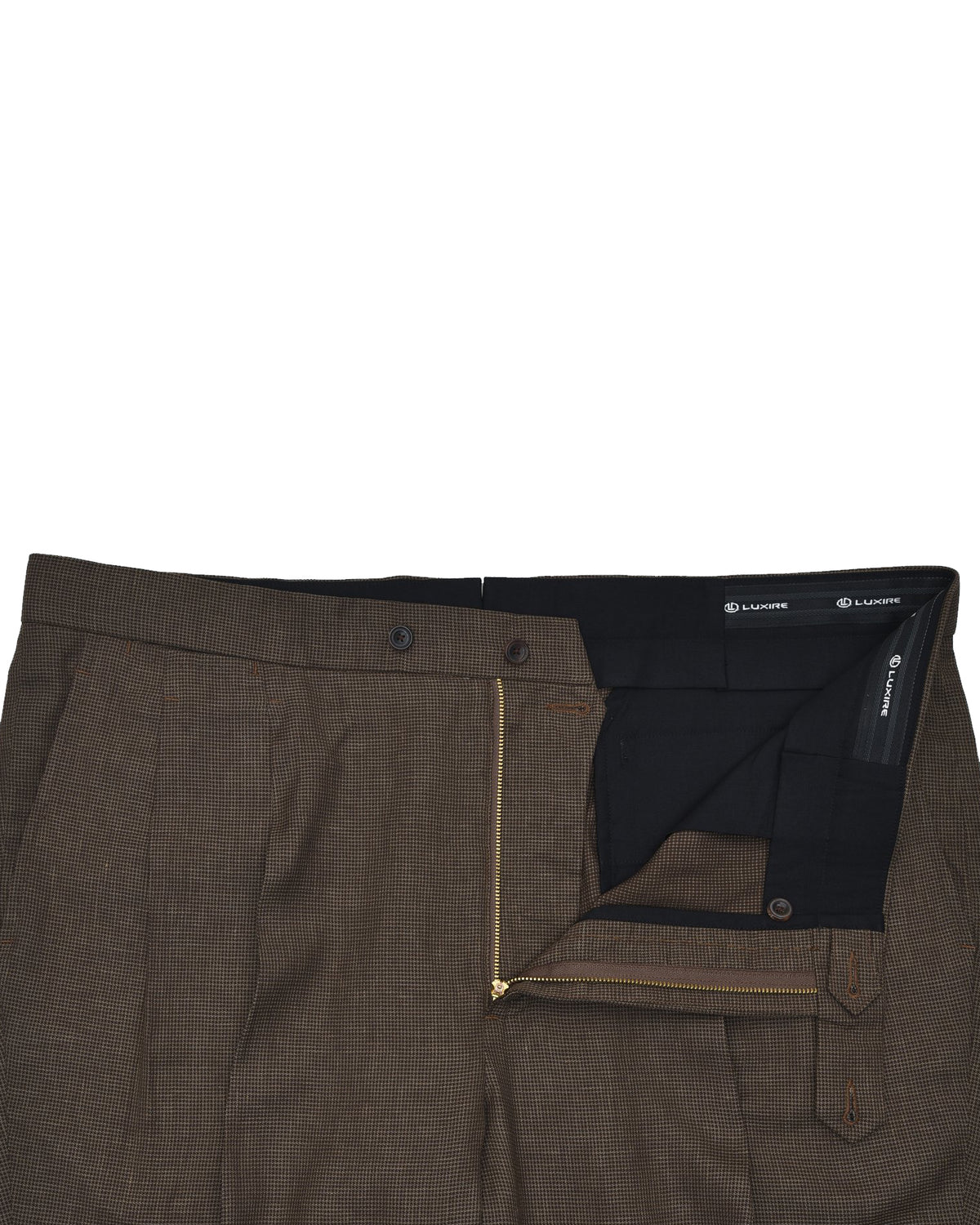 Drapers Tobacco Brown Micro Houndstooth Pants - 4