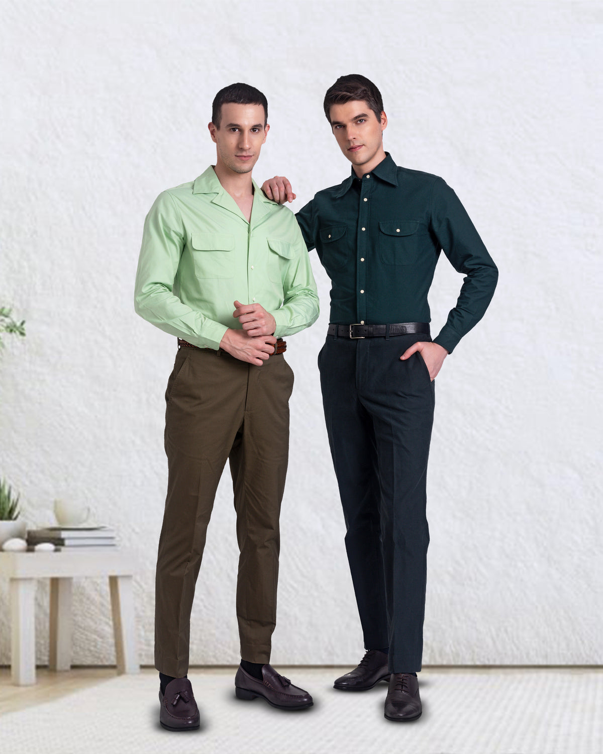 Camp Collar Shirt in Pista Green Plain - 7