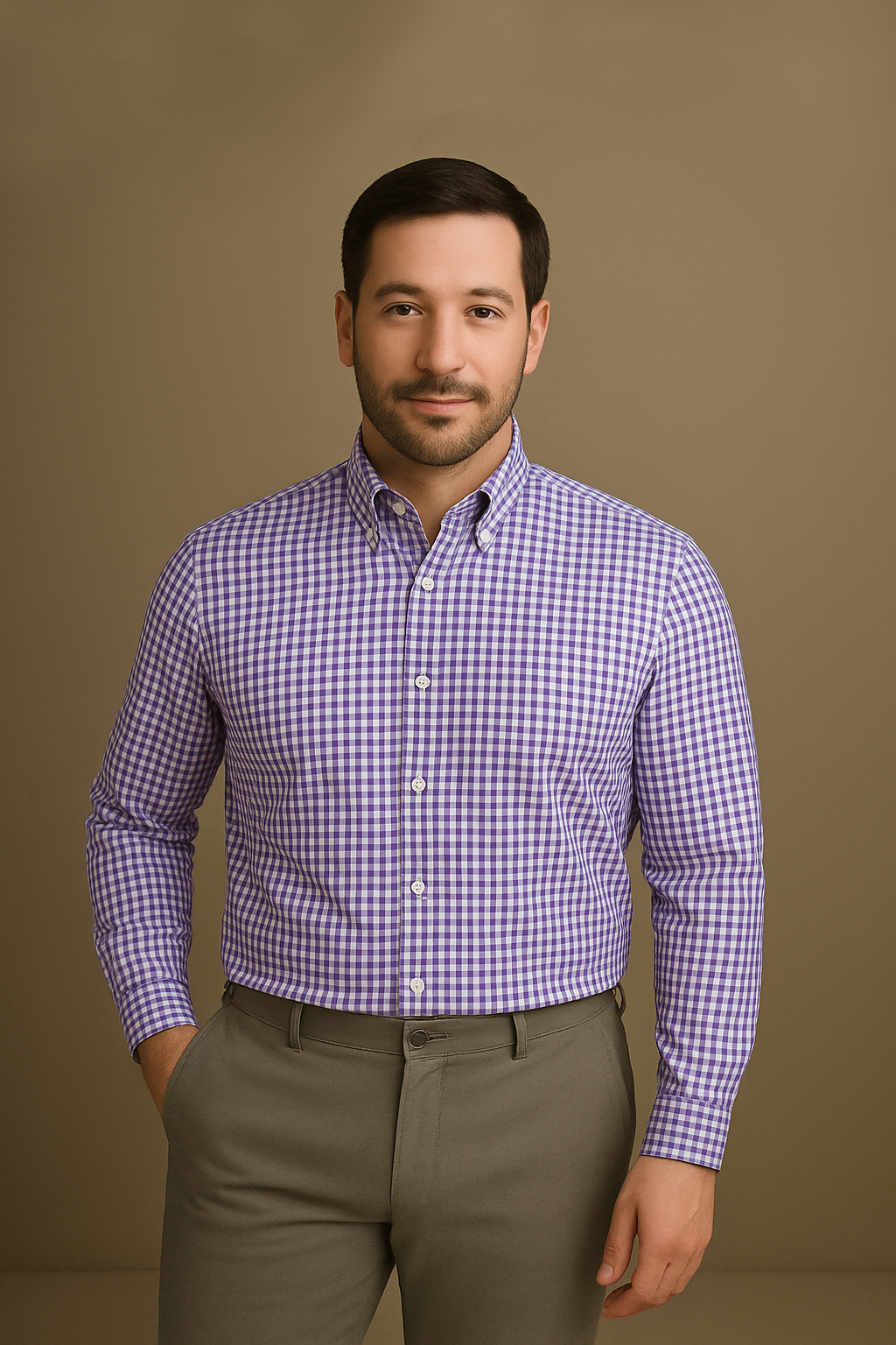 Purple Gingham Shirt - 1