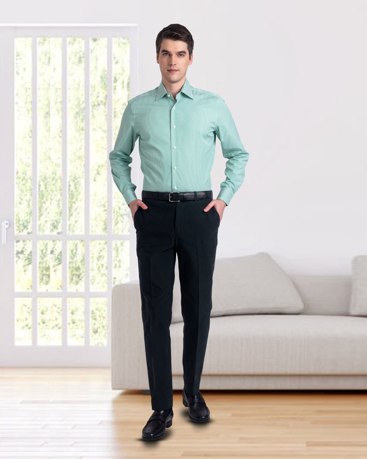 Bottle Green Twill Dress Pant - 2