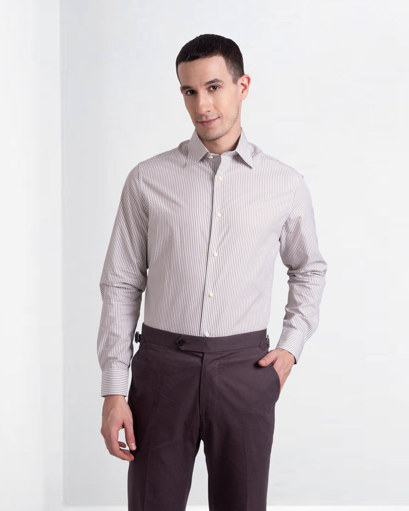 Brown White Candy Stripes Shirt