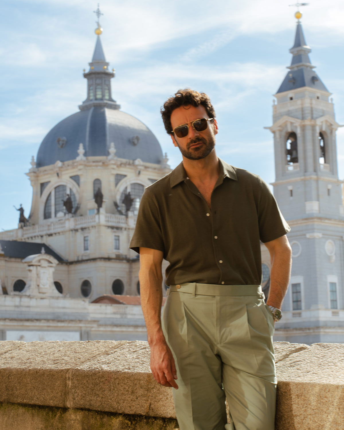 Pleated Pistachio Green Cotton Twill Pant - 20