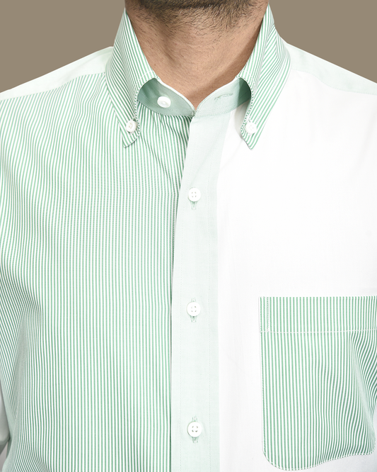 Green White Cotton Fun Shirt