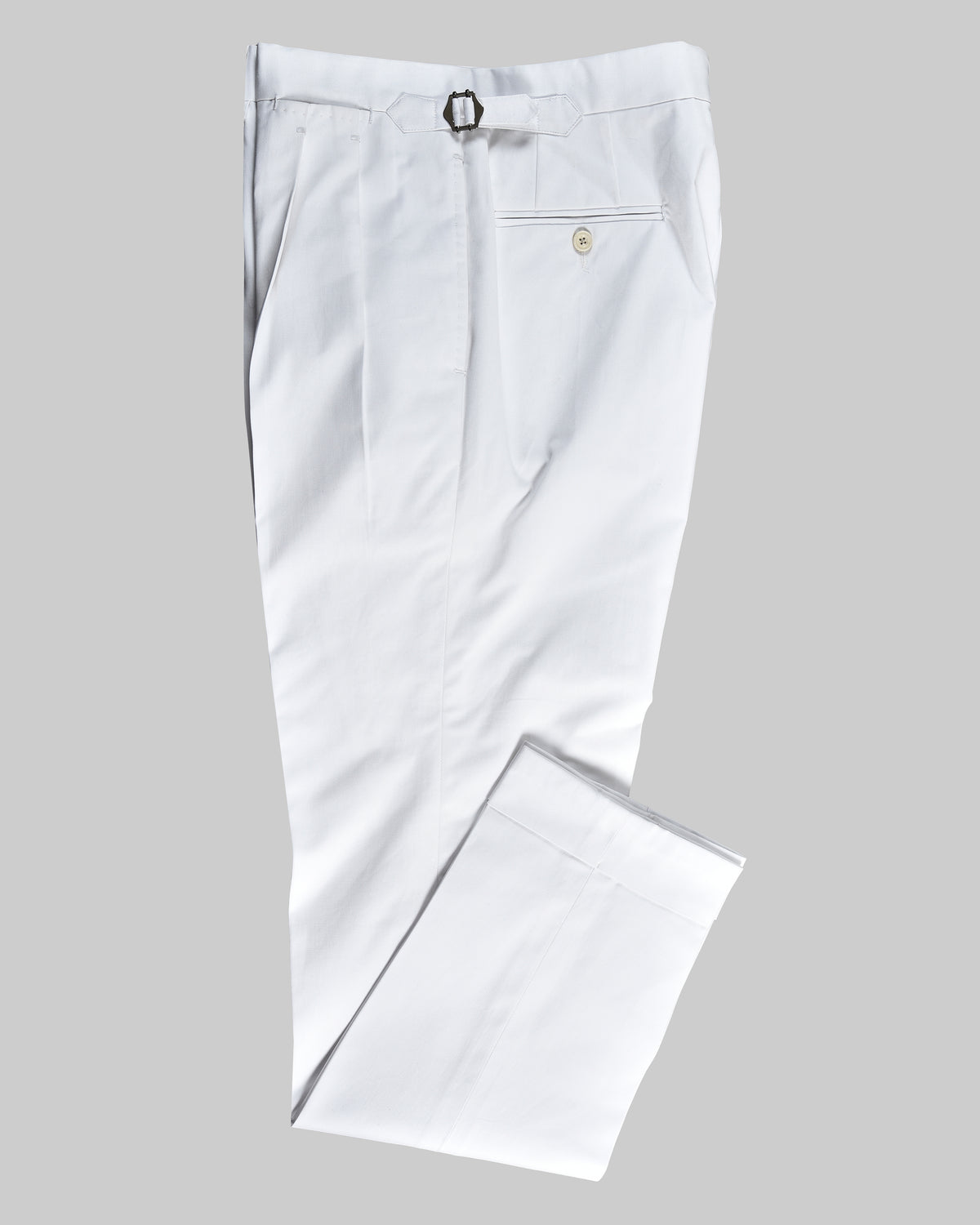 White Cotton Twill Dress Pant - 1