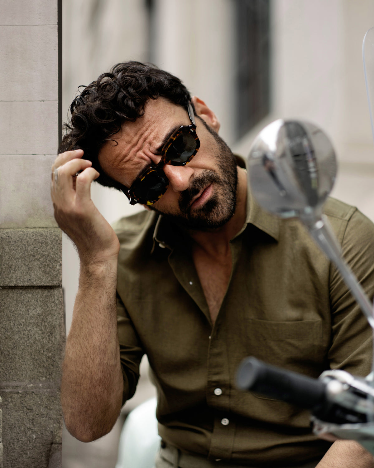 Olive Green Linen Shirt - 6