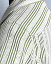 Summer Camp Collar Casual Shirt in White and Green Stripes
