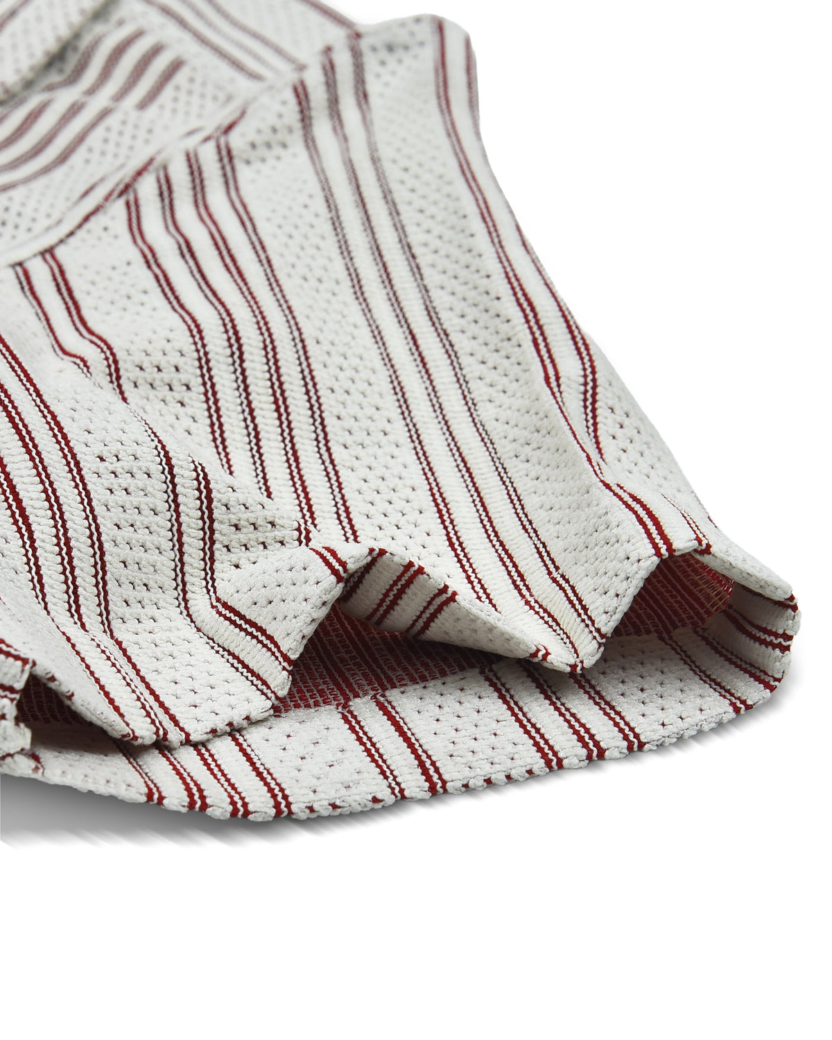 Summer Camp Collar Casual Shirt in White and Maroon Stripes - 6