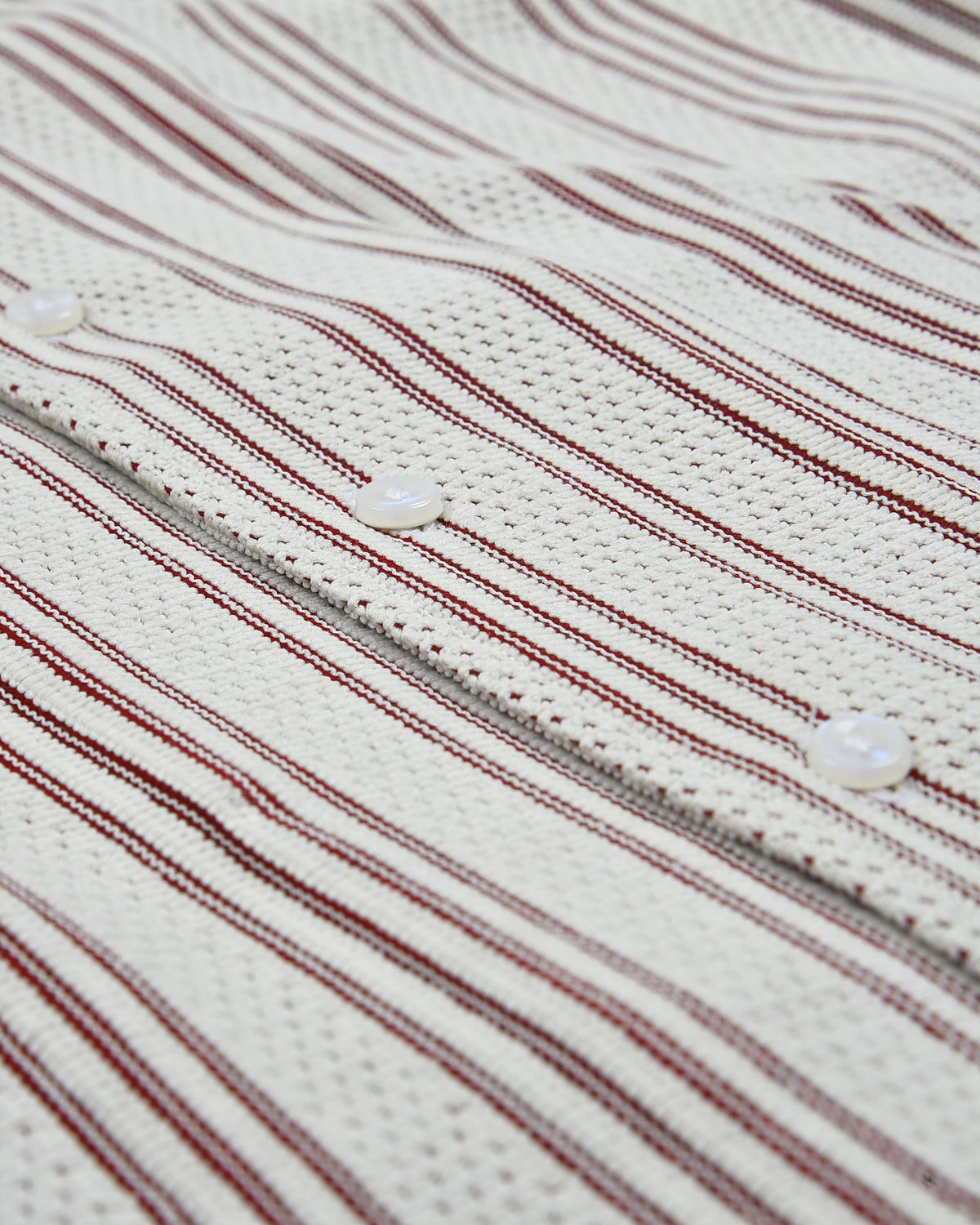 Summer Camp Collar Casual Shirt in White and Maroon Stripes - 8