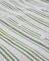 Summer Camp Collar Casual Shirt in White and Green Stripes