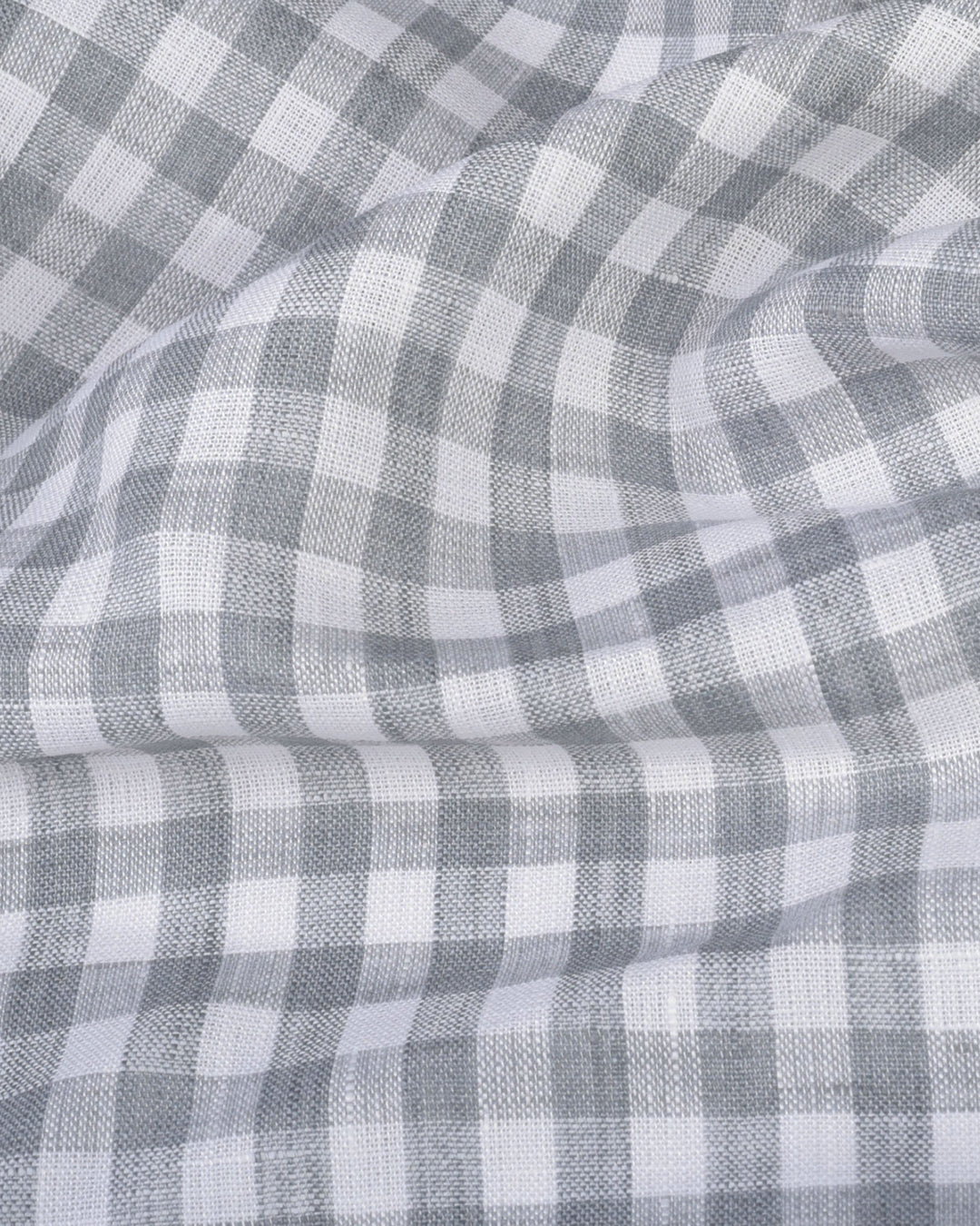 Albini Linen: Grey White Gingham - 5