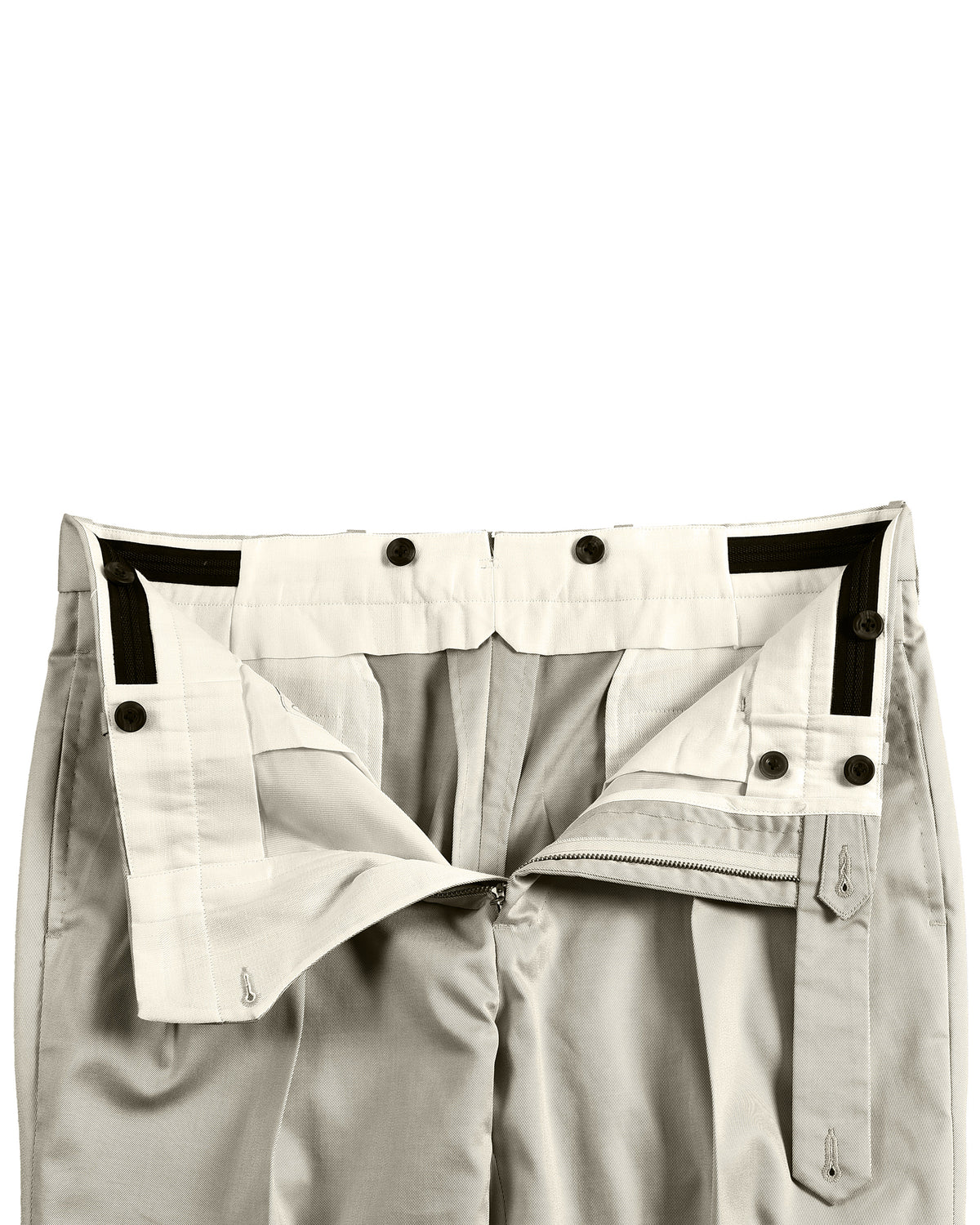 Pleated Ivory Cotton Twill Dress Pant - 5