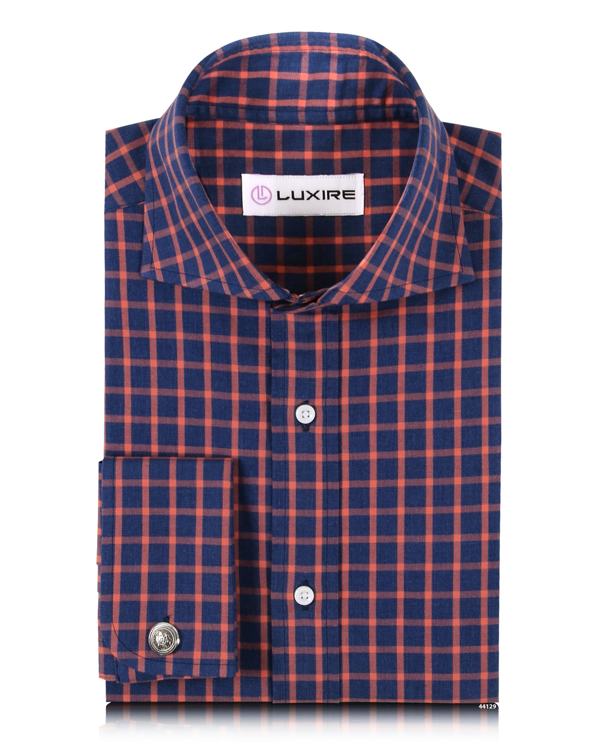 Checks: Orange Tattersall On Blue - 1