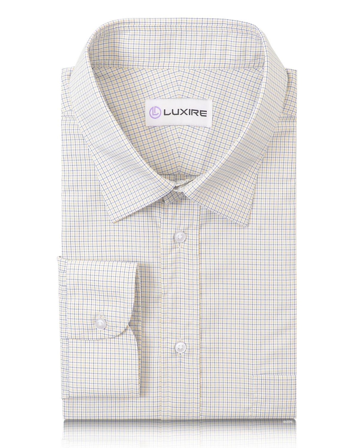 Blue Yellow Tattersall Checks On White Shirt - 1