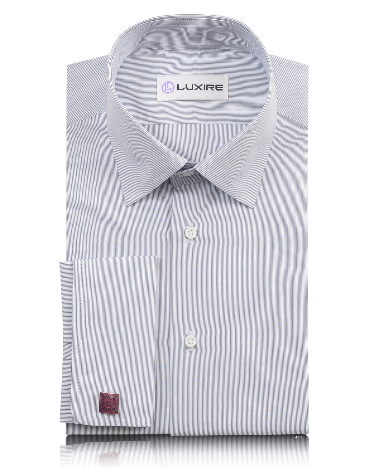 Blue Hairline Stripe On white Shirt - 1