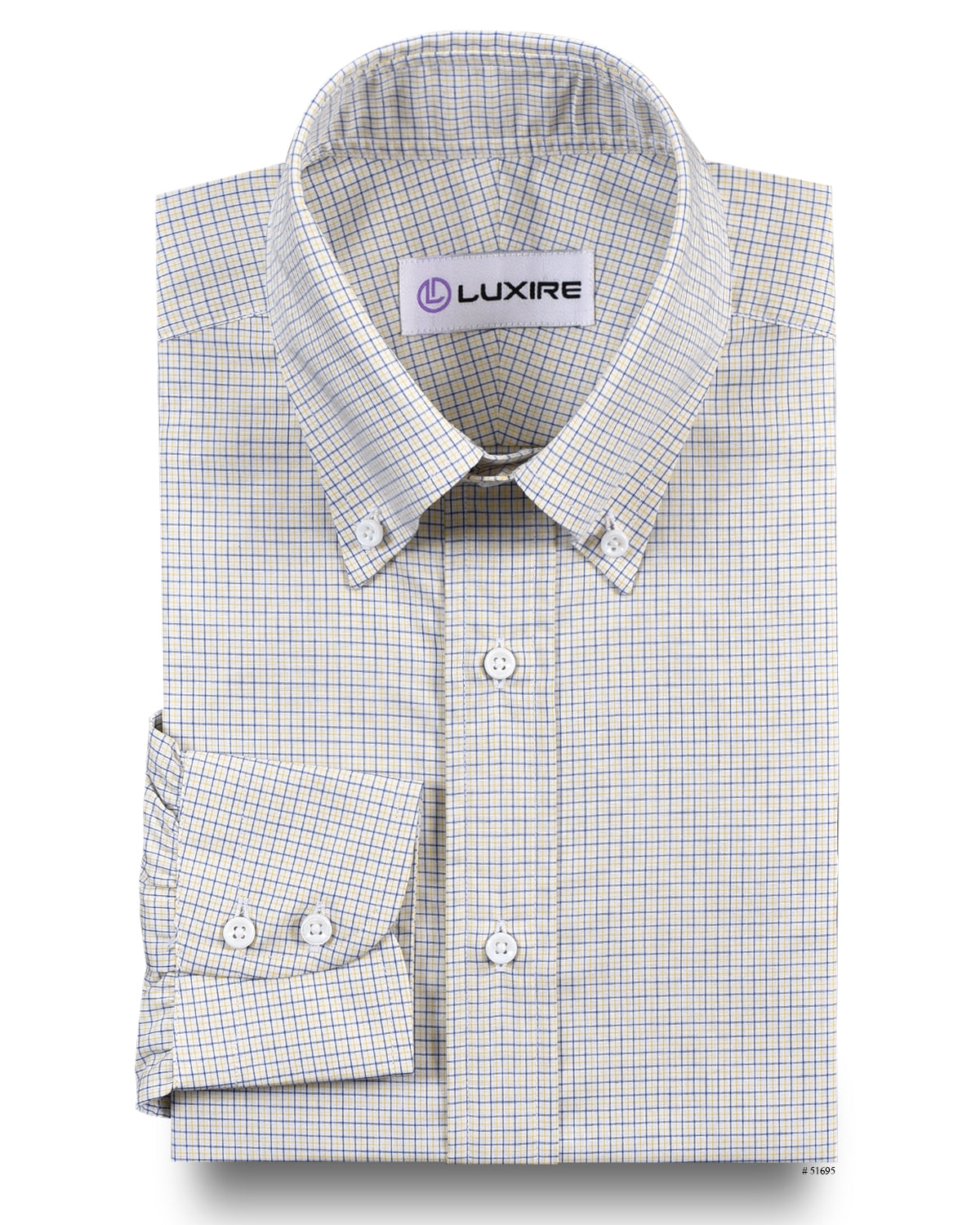Blue Yellow Tattersall Checks On White - 1
