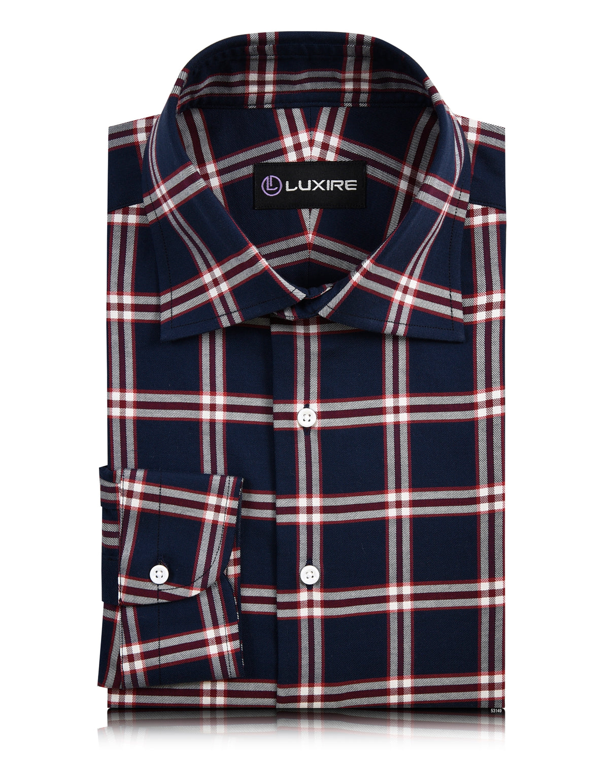 Red Navy Big  Tattersall Casual Shirt - 1