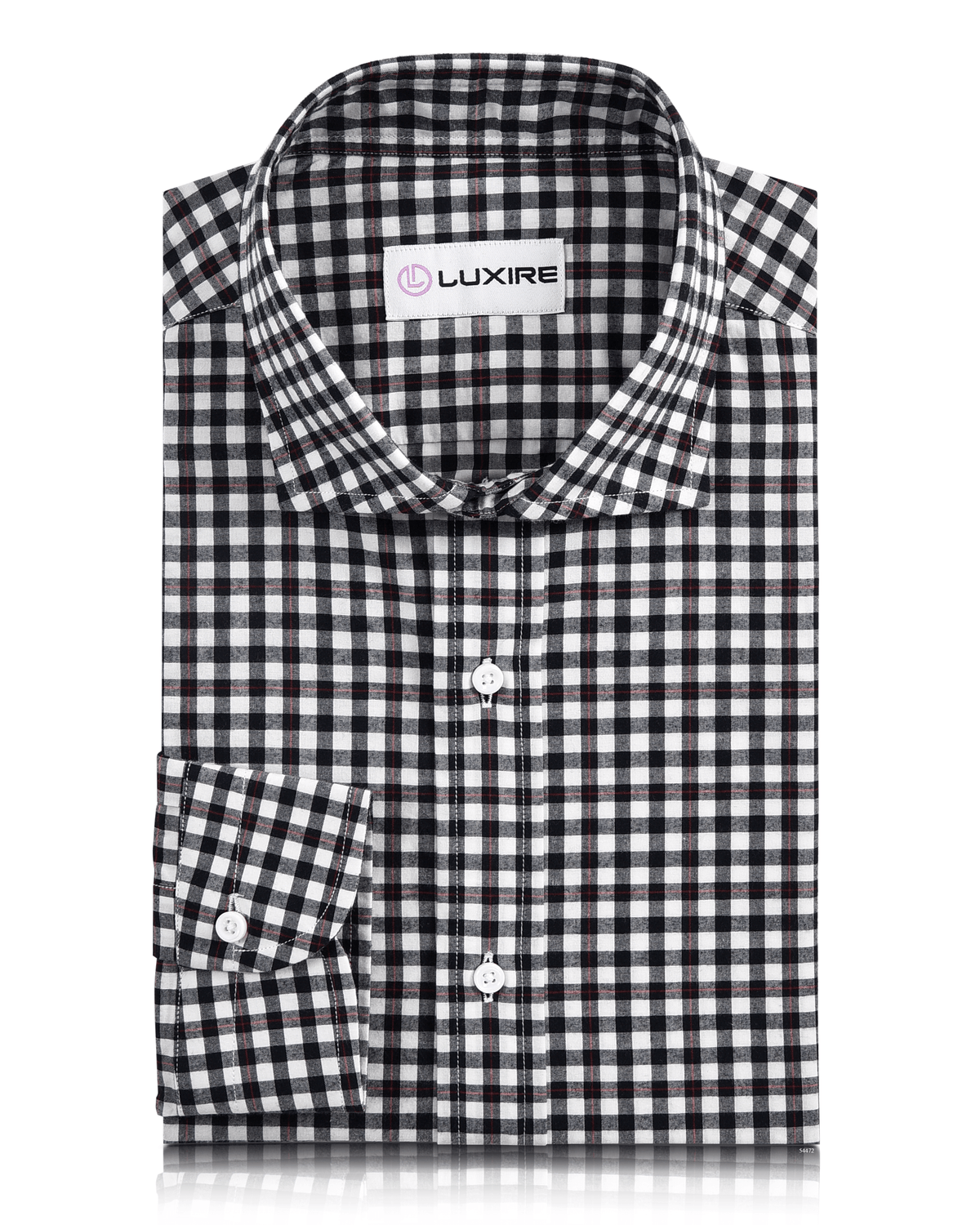 Red Pinstripes On Black Gingham Shirt - 1