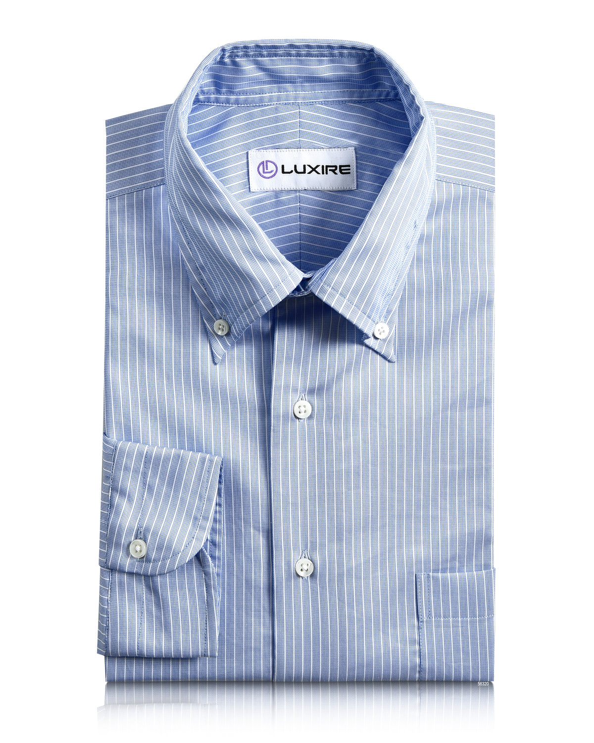 Blue White Striped Business Shirt - 1