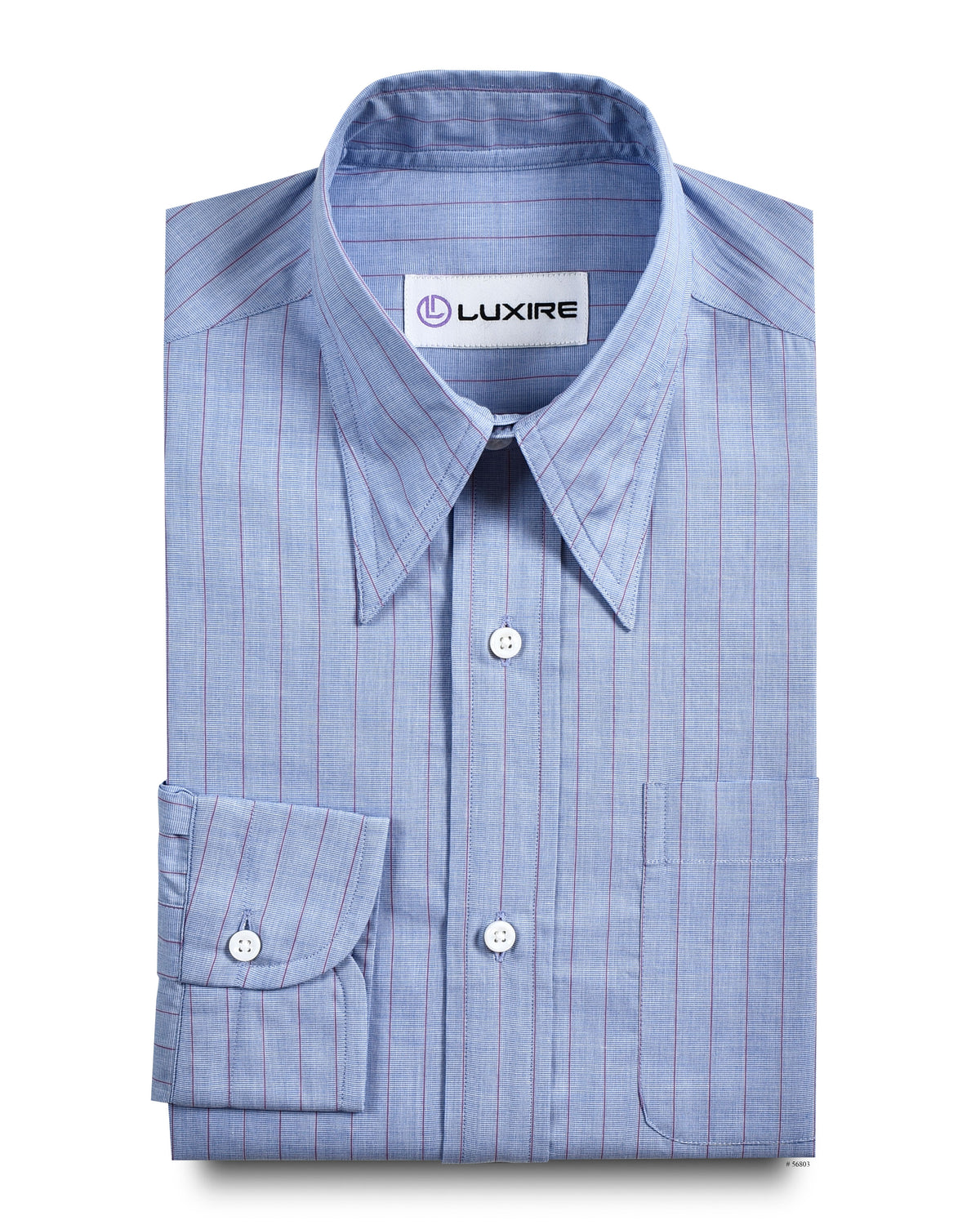Pink Pin Stripes on Blue End on End - 1