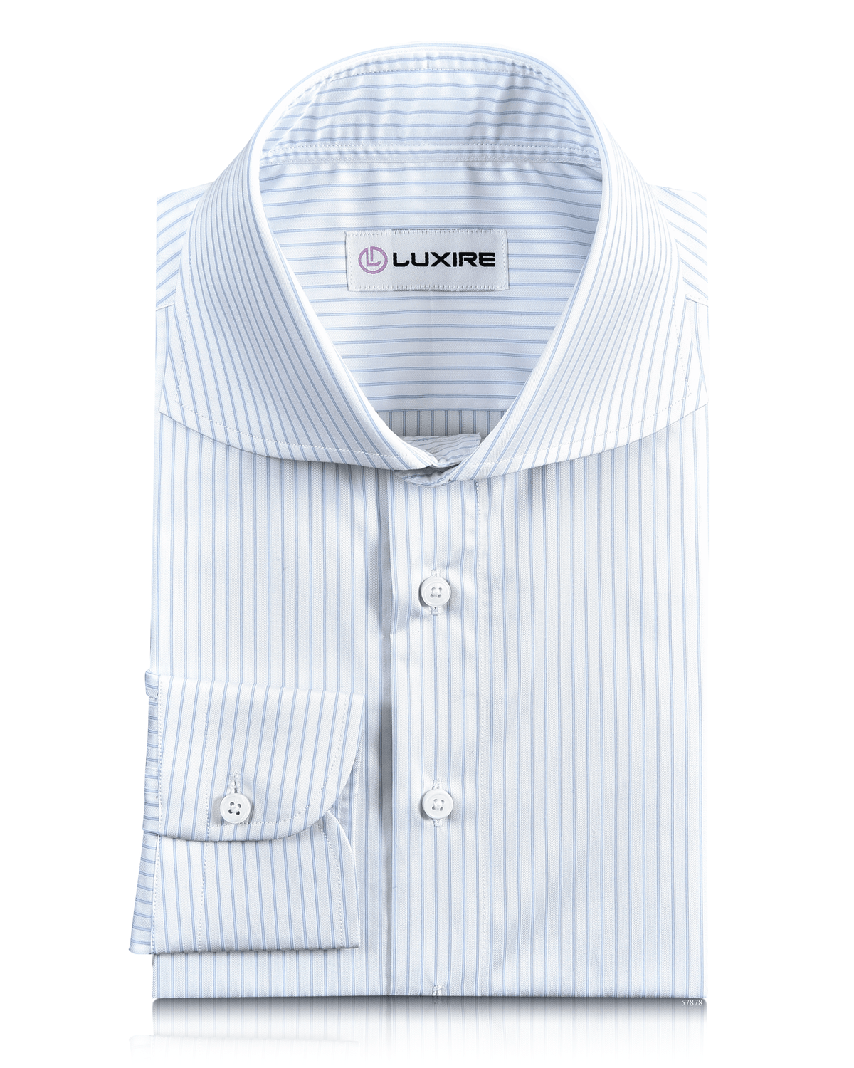 Luxire Priviledge: Pale Blue Pin Stripes On White Dobby Shirt - 1