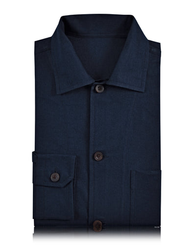 Fresco Cotton Ink Blue Shirt Jacket