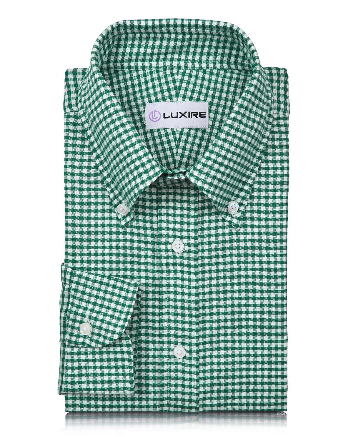 Oxford Lincoln Green Gingham on White - 2