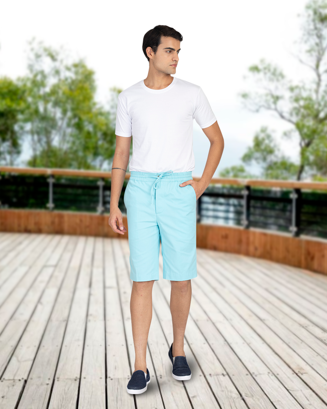 Gulf Stream Blue Cotton Twill Shorts - 2