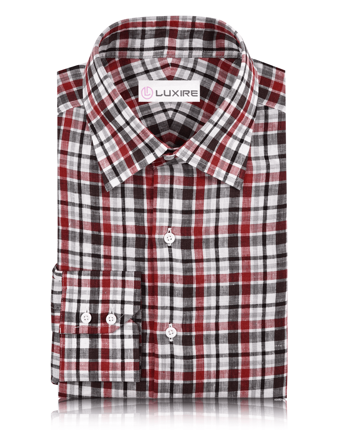 Red Black White Madras Linen - 1
