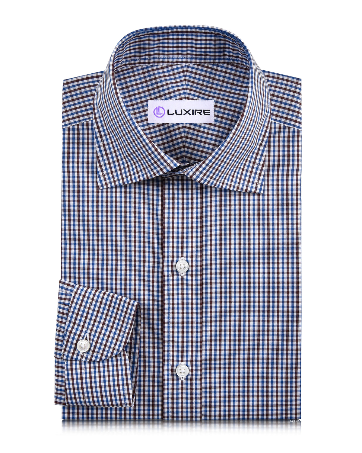Blue Brown White Gingham Checks - 1