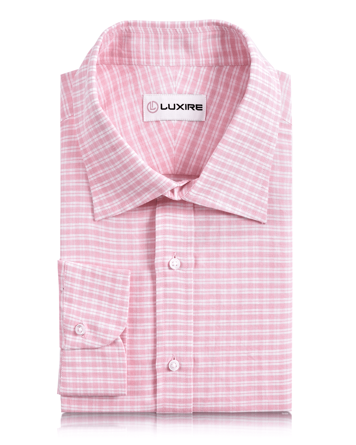 Cotton Linen: Light Pink Tartan Checks On White - 1