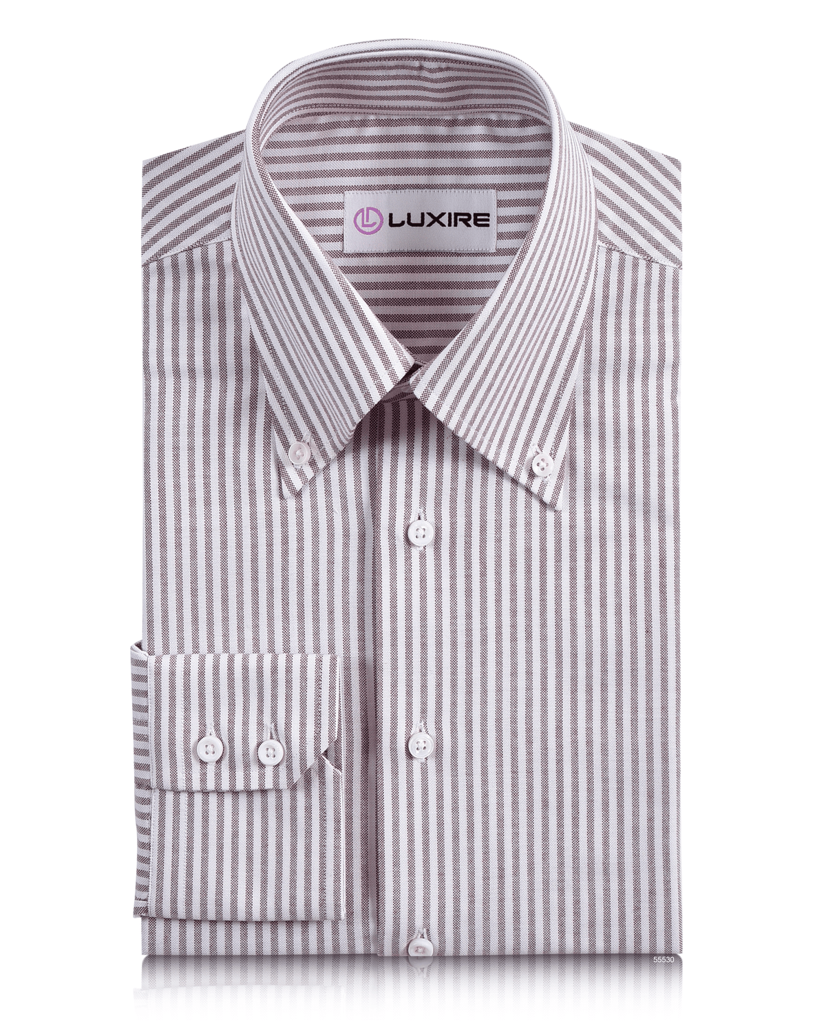 Maroon University Stripes Wrinkle Resistant Oxford Shirt - 1