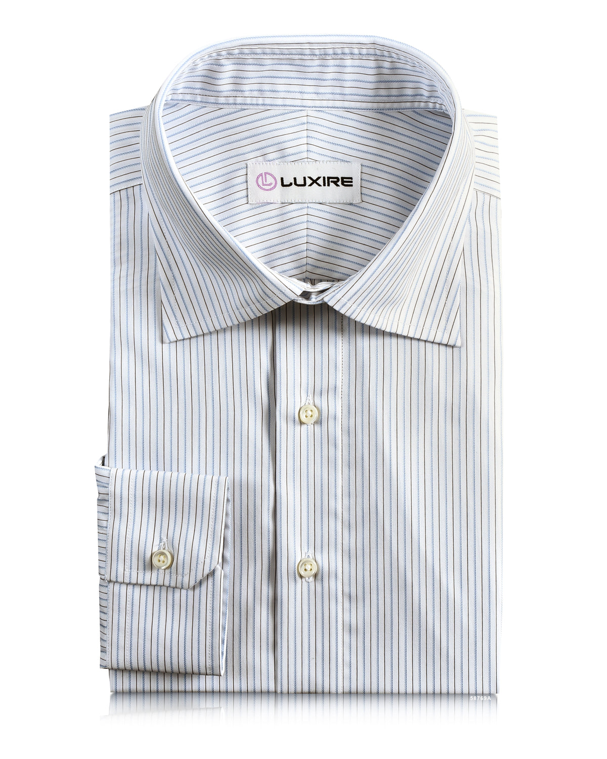 Blue and Black Pin Stripes On White Shirt - 1